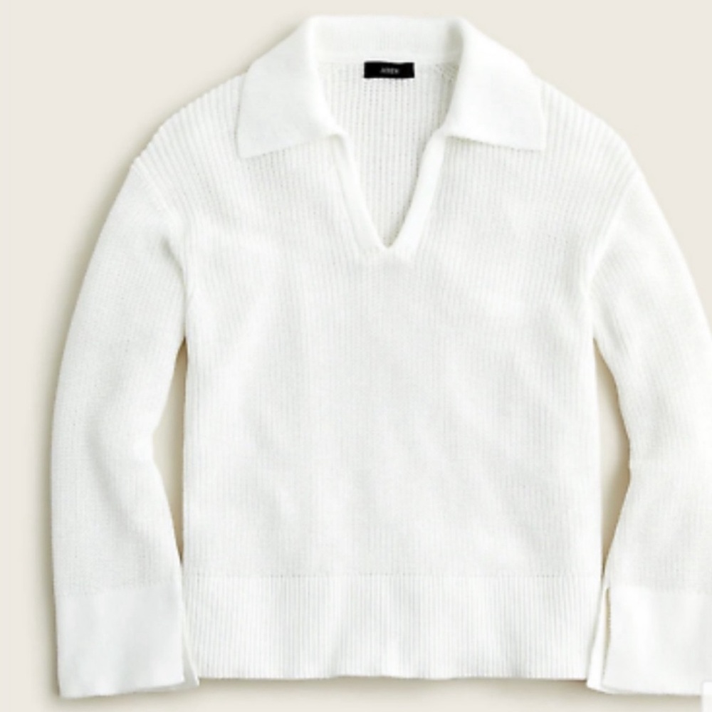 Women’s — Clothing — J. Crew — Johnny Collar Sweater — Size, M — Color, White